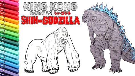 Godzilla Vs King Kong Drawing And Coloring For Kids Learning Colors