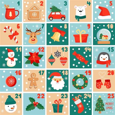 Premium Vector December Advent Calendar Christmas Poster