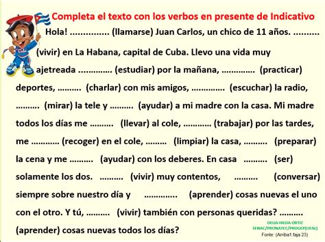 Presente Indicativo Ejercicios De Español Verbos En Espanol Verbos