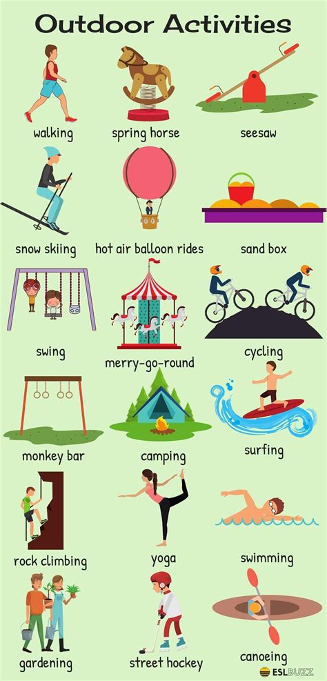 Outdoor Activities Vocabulary In English English Vocabulary Learn