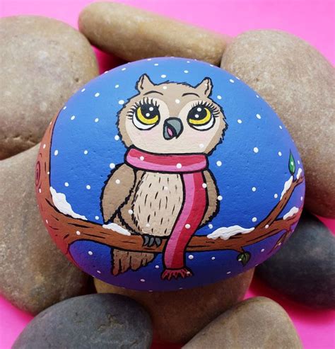 Downloadable Chilly Owl Painted Rock Tutorial Etsy In 2021 Rock