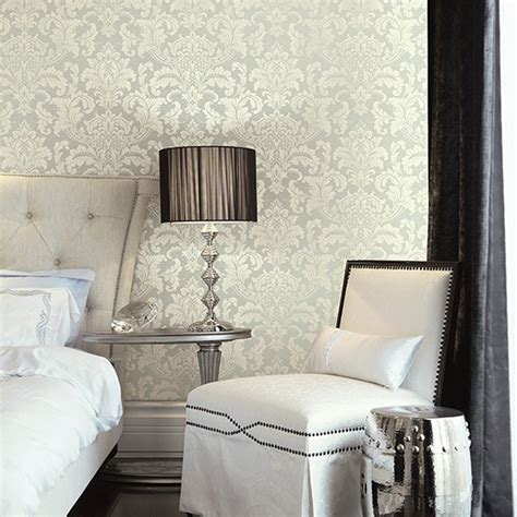 Traditional Damask Wallpaper In Ivory And Neutrals Design By Seabrook