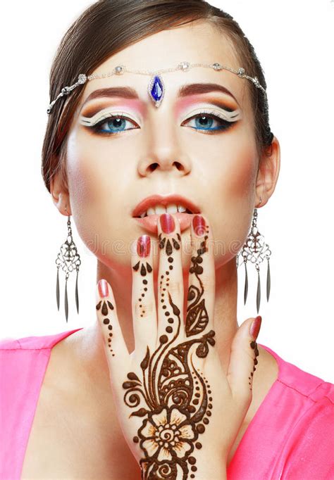 Beauty Indian Woman Portrait Stock Image Image Of Fashion Henna 70768459
