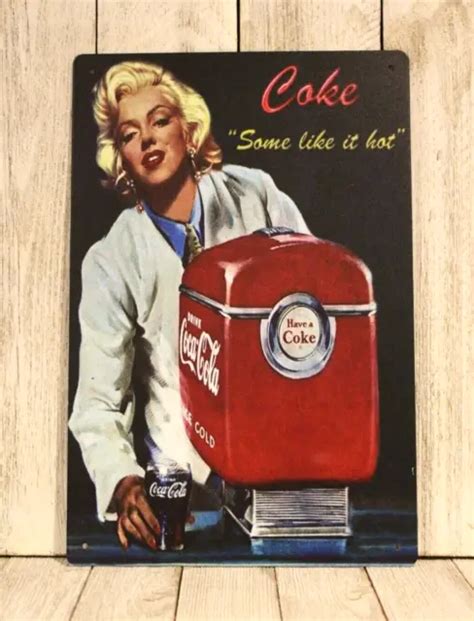 Coca Cola Coke Tin Sign Metal Poster Marilyn Monroe Pinup Girl Vintage