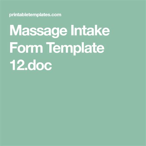 Massage Intake Form Template 12doc In 2023 Massage Intake Forms Massage Therapy Business