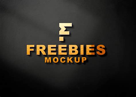 Golden 3d Freebies Logo Mockup Freebies Mockup