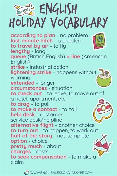 Holiday Vocabulary English Vocabulary Learn English Vocabulary