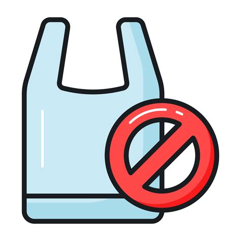 Prohibited Sign On Plastic Bag Depicting Concept Icon Of No Plastic Bag