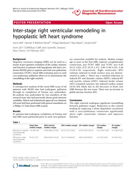 Pdf Inter Stage Right Ventricular Remodeling In Hypoplastic Left