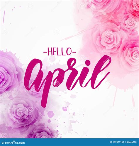 Hello April Floral Spring Concept Background Stock Vector