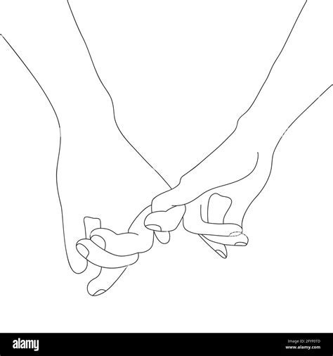 Line Art Holding Hands Vector Illustration Isolated On White Background