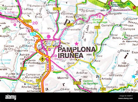 Pamplona Irunea Karte Stadtplan Stadtplan Stockfotografie Alamy