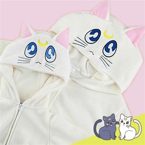 S Xxxl Sailor Moon Luna Cat Hoodie Zip Up Jacket Zip Hoodie Sailor Moon Luna Cat Hoodie