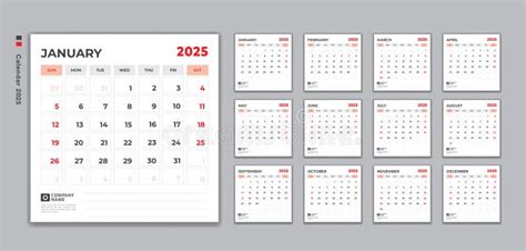 Calendar 2025 Template Vector Desk Calendar 2025 Design Wall Calendar