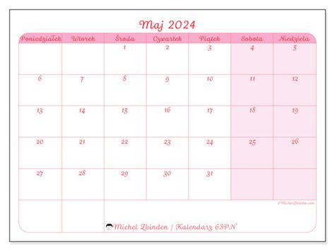 Kalendarz Maj 2024 Do Druku “501pn” Michel Zbinden Pl