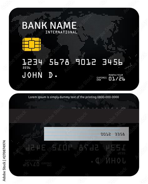 Bank card. Modern credit card template design in color black with