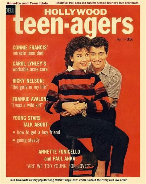 Magazine Cover Hollywood Teen Agers Annette And Paul Anka 1959 60