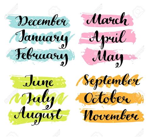The Word Months In Calligraphy Calli Graphy