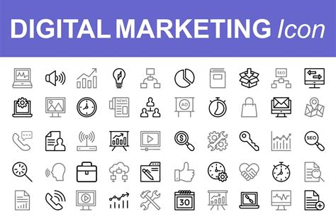 Thin Line Icons Set Of Marketing Advertising And Promotional Campaigns Outline Symbol
