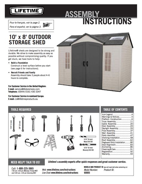 Lifetime 60005 10 Ft X 8 Ft Outdoor Garden Shed Instructions