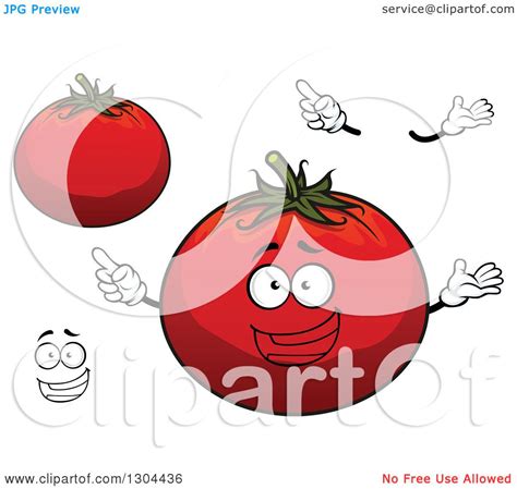 Clipart Of A Cartoon Face Hands And Red Tomatoes Royalty Free Vector