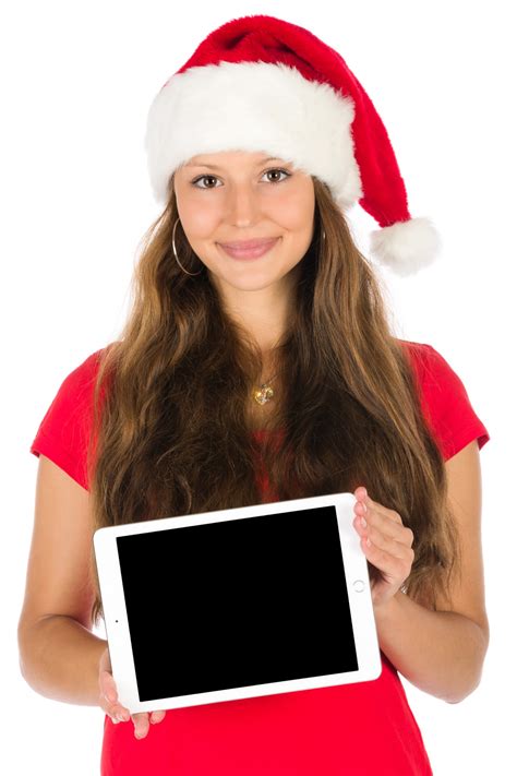 Santa Girl With A Tablet Free Stock Photo Public Domain Pictures