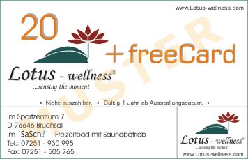 20+ freeCard - Lotus wellness - Thailändische Massage im SaSch Bruchsal & Walzbachbad Weingarten
