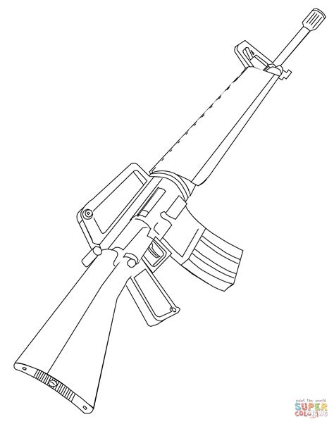 M16 Rifle Coloring Page Free Printable Coloring Pages