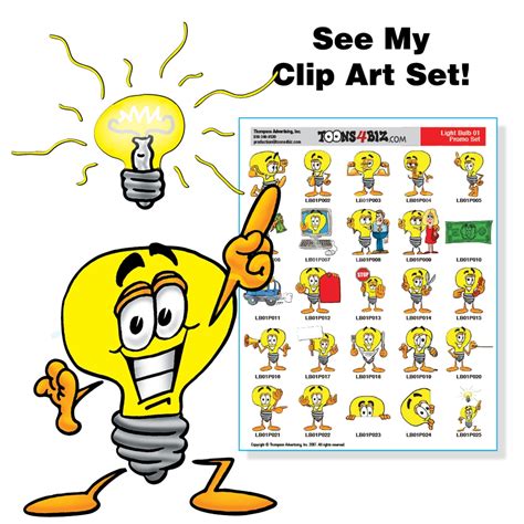 Cartoon Electricity Light Bulb Clip Art Set Image 2257