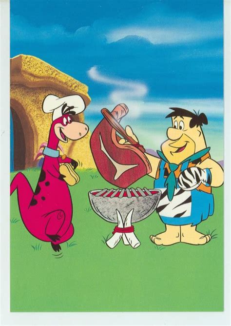 Dino And Fred Grilling A Big T Bone Yum Animated Cartoons Old
