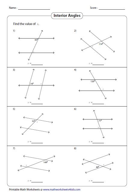When a transversal cuts across parallel lines we quick determine the value of all the angles by just knowing the measure of one of the angles. Angles Formed by a Transversal Worksheets