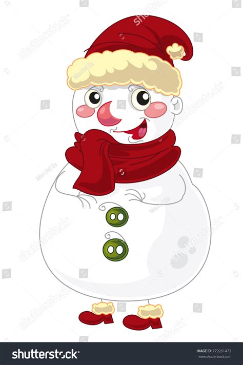 Happy Cartoon Snowmen Vector Smiling Watching Stock Vector Royalty