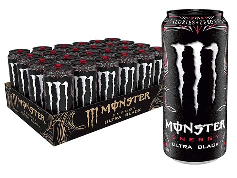 Monster Energy Ultra Black Sugar Free Energy Drink 16 Ounce Pack Of