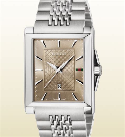 Gucci G Timeless Collection Medium Rectangle Watch In Silver For Men