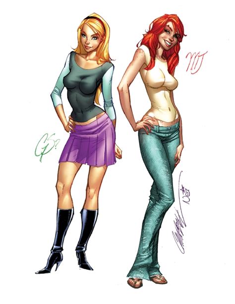 Gwen Stacy And Mary Jane Watson By J Scott Campbell With Colors By Nei