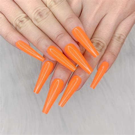 24 Pcs Glossy False Nails With Glue Extra Long Press On Nails Coffin