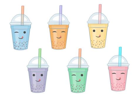 Come join and follow us to learn how to draw. Bubble Tea Vector Cartoons | Tea illustration, Bubble tea ...