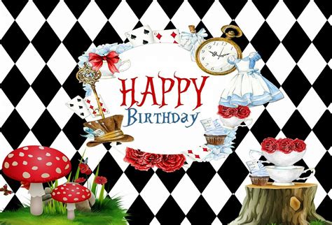 Alice In Wonderland Birthday Photography Backdrop Mad Hatter Tea Party