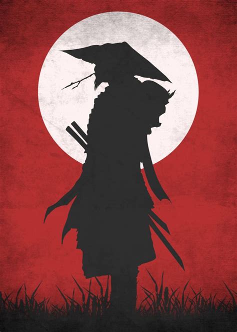 Red Samurai Poster By Eternal Art Displate Samurai Artwork