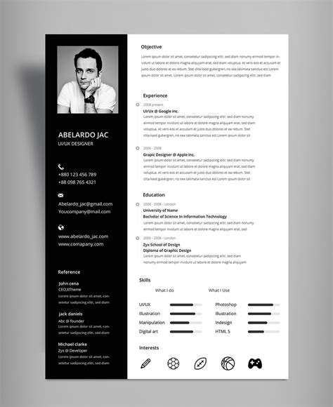 Classy Black White Resume Cv Template With Cover Letter Free Psd File Good Resume