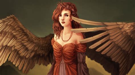Wallpaper Fantasy Art Girl Wings Angel Red Hair Curls 2560x1440 Qhd Picture Image