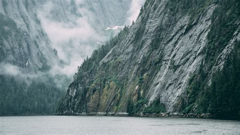 배경 화면 자연 산들 나무 구름 물 강 안개 알래스카 미국 1920x1080 Blackwater