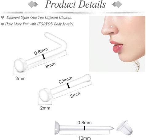 Buy Jforyou 18 20g Clear Acrylic Nose Ring Bioflex Stud Retainer Nose