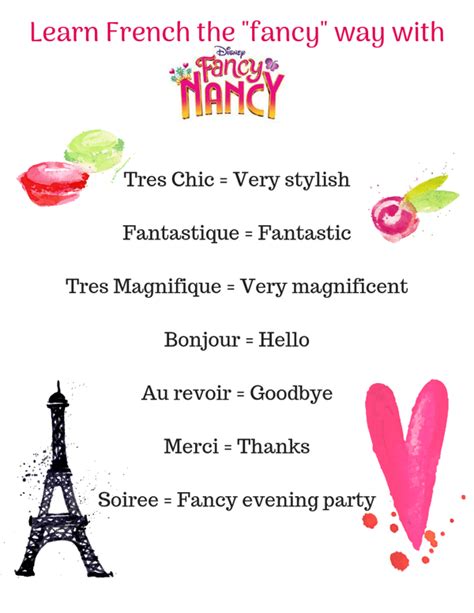 Learn French the "fancy" way with Fancy Nancy with a free printable ...