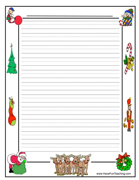Christmas Lined Writing Paper By Teach Simple
