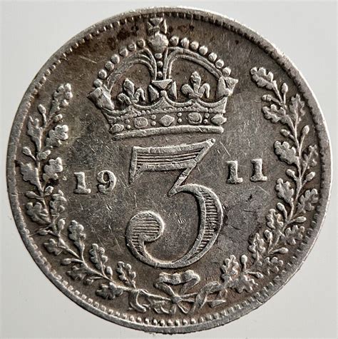 1911 George V Threepence Silver Coin Fine Collectable Grade A310 Ebay