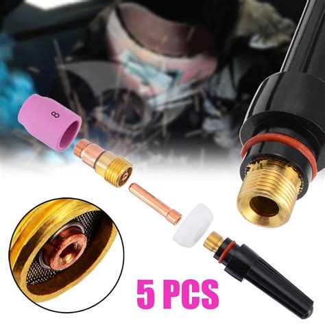 Mayitr Pcs Welding Torch Stubby Cup Gas Collet Body Lens Kit For Tig