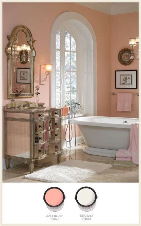 Low budget bathroom transformation with a painted peach countertop, cute plants and ikea spices racks as beauty products storage. Looking for something less flirtatious than pink and more ...