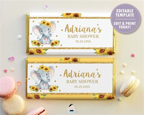 Sunflower Elephant Chocolate Bar Wrappers For Aldi And Hersheys