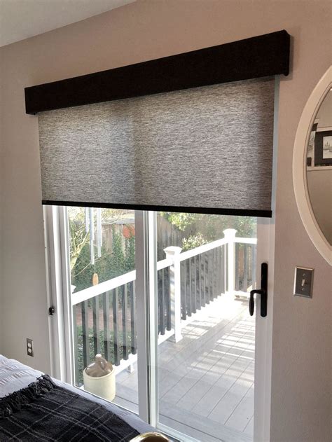 Black Roller Shade Window Treatments Living Room Patio Door Window